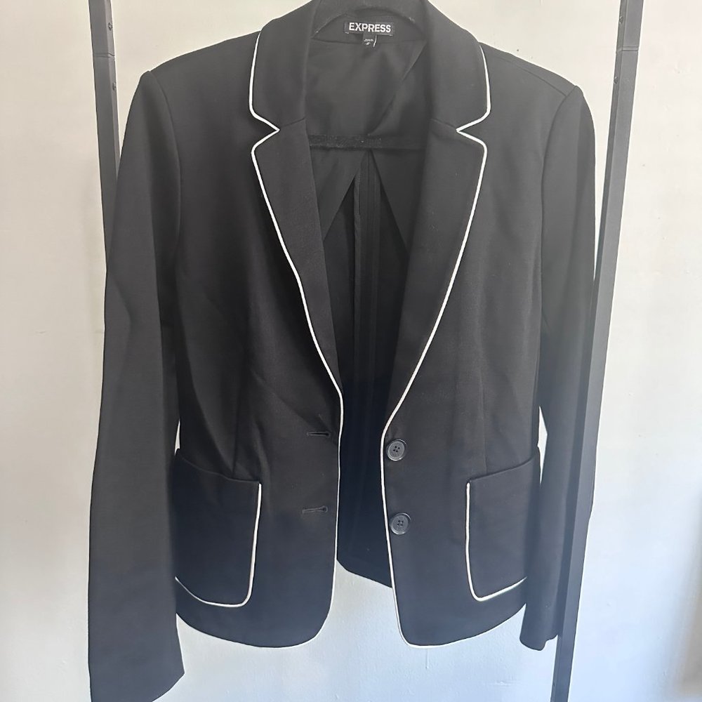 Black Express Blazer with white trim
